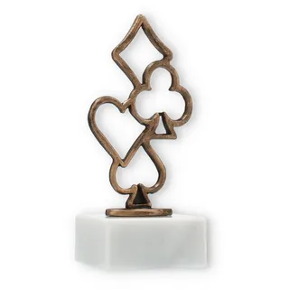 Pokal Konturfigur Spielkarten altgold auf weißem Marmorsockel 15,6cm
