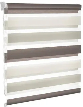 Doppelrollo, Doppel-Rollo, Duolight-Rollo, 3-farbig, Farbe weiss-beige-bronze, blickdicht und transparent,  nach Maß gefertigt oder in Standardgroeßen