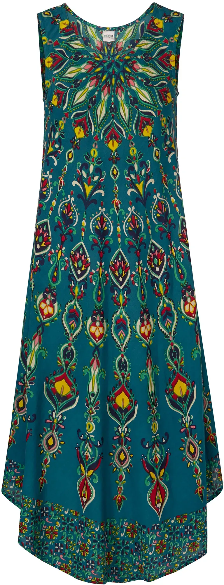 Viskose-Kleid, Druck petrol, 42