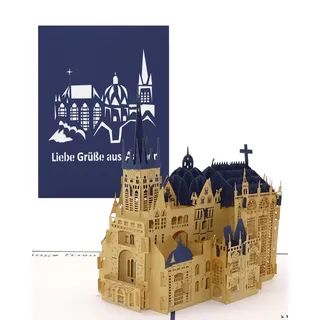 3D Pop Up Karte Aachener Dom Liebe Grüße aus Aachen Geburtstagskarte & Souvenir mit 3D Papier Modell des Aachener Doms - Glückwunschkarte, Gutschein, Geldgeschenk