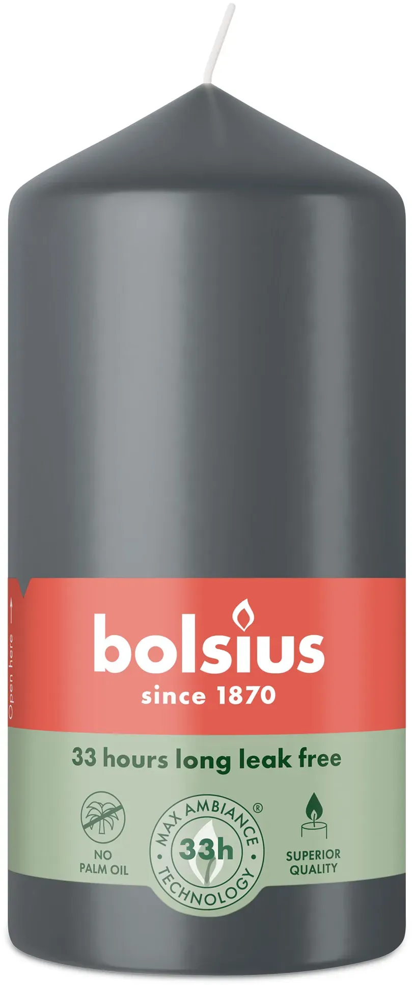 Bolsius: Stumpenkerze 120/58mm - Stürmisches Grau (6 Stück)