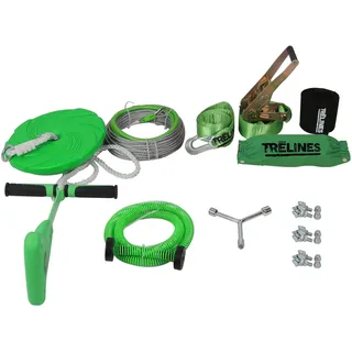 trelines - Seilrutsche mit Bremse (30 m + Schnellaufbau), Grün, Schwarz