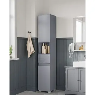 VASAGLE Badezimmerschrank 30 x 30 x 170 cm mystisches Grau