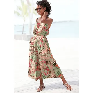 VIVANCE 7/8-Overall aus gekreppter Viskose, Jumpsuit mit Alloverprint und weitem Bein bunt 40