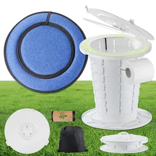 XIUWOUG Kompakte Campingtoilette Faltbar | Tragbare Mobile Toilet | Höhenverstellbar Camping Toiletten | 2024 Neue Campingklo/Reisetoilette | Faltbare Toilette für Erwachsene und Kinder,Weiss