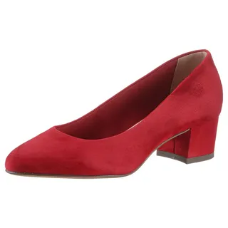 TAMARIS Damen Pumps Leder Blockabsatz bequem; RED, EU 41