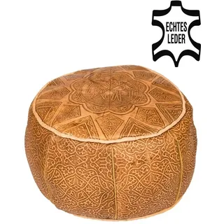 Marrakesch Orient & Mediterran Interior Hocker Orientalisches Leder Sitzkissen Kissen Abrar - 40cm (1 St), Handarbeit braun