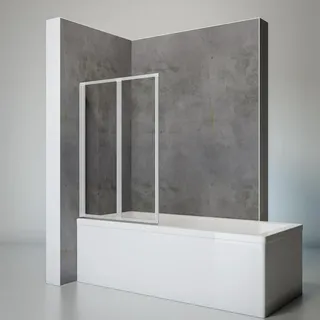 Schulte Duschwand Smart inkl. Klebe-Montage, 87 x 121 cm, 2-teilig faltbar, 3 mm Sicherheitsglas Klar hell, Alu-Natur - Grau