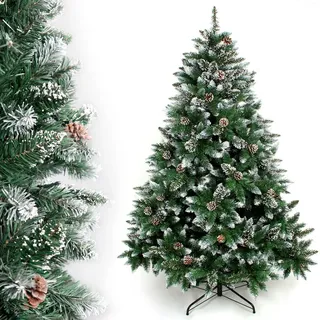 Yorbay Weihnachtsbaum Tannenbaum mit Ständer 120cm-240cm für Weihnachten-Dekoration Mehrweg (Weihnachtsbaum mit Schnee, 150cm)