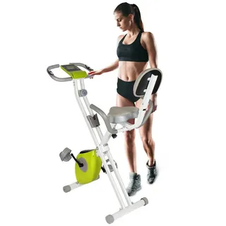 BIGZZIA Heimtrainer 4-in-1 Heimtrainer mit 8 Stufen verstellbarem Magnetwiderstand, klappbarer Heimtrainer, LCD-Display, Handpulssensoren grün
