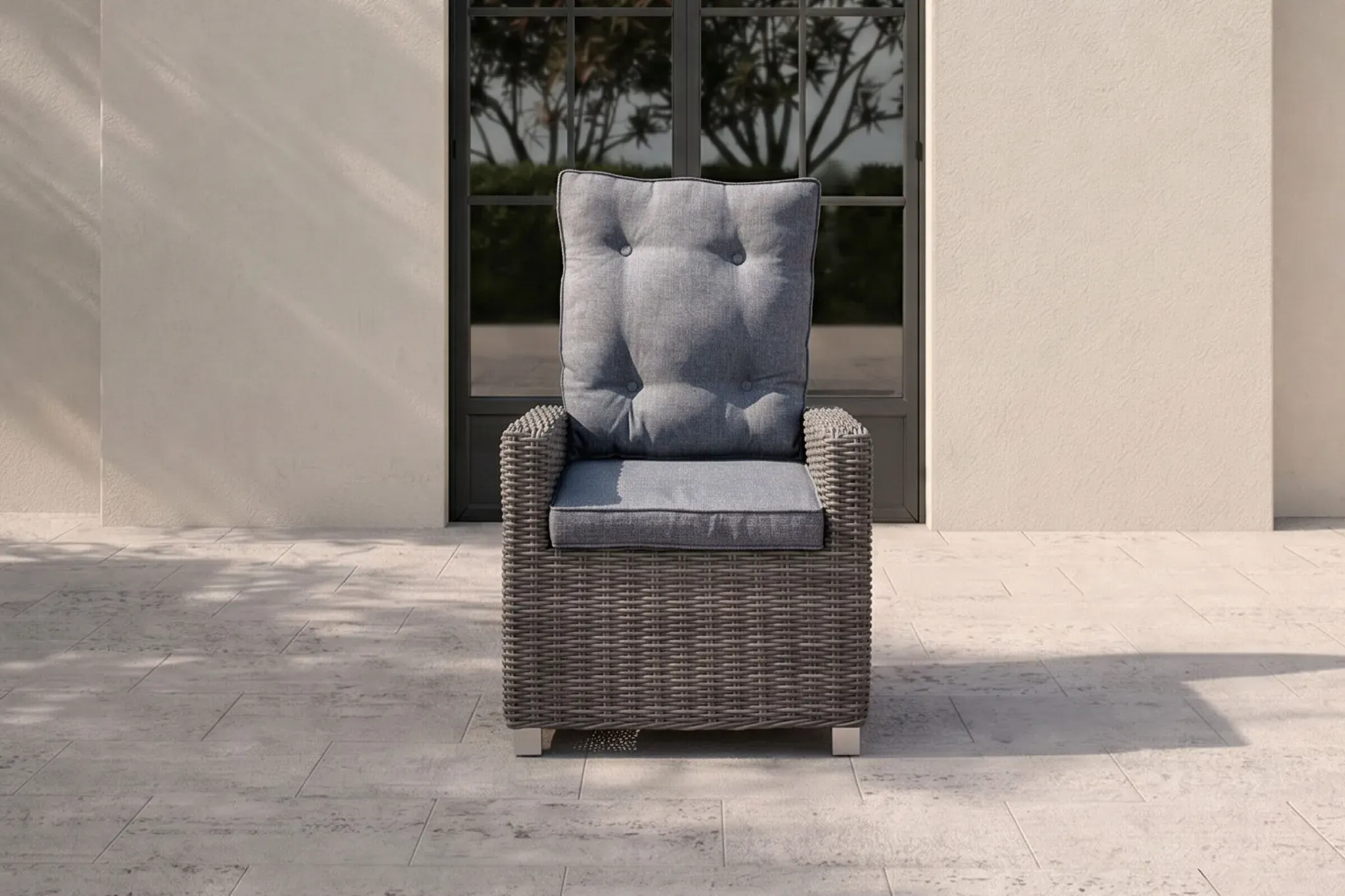 OUTFLEXX Dining Sessel, grau, Polyrattan, 74 x 83 x 110 cm, Rückenlehne stufenlos verstellbar