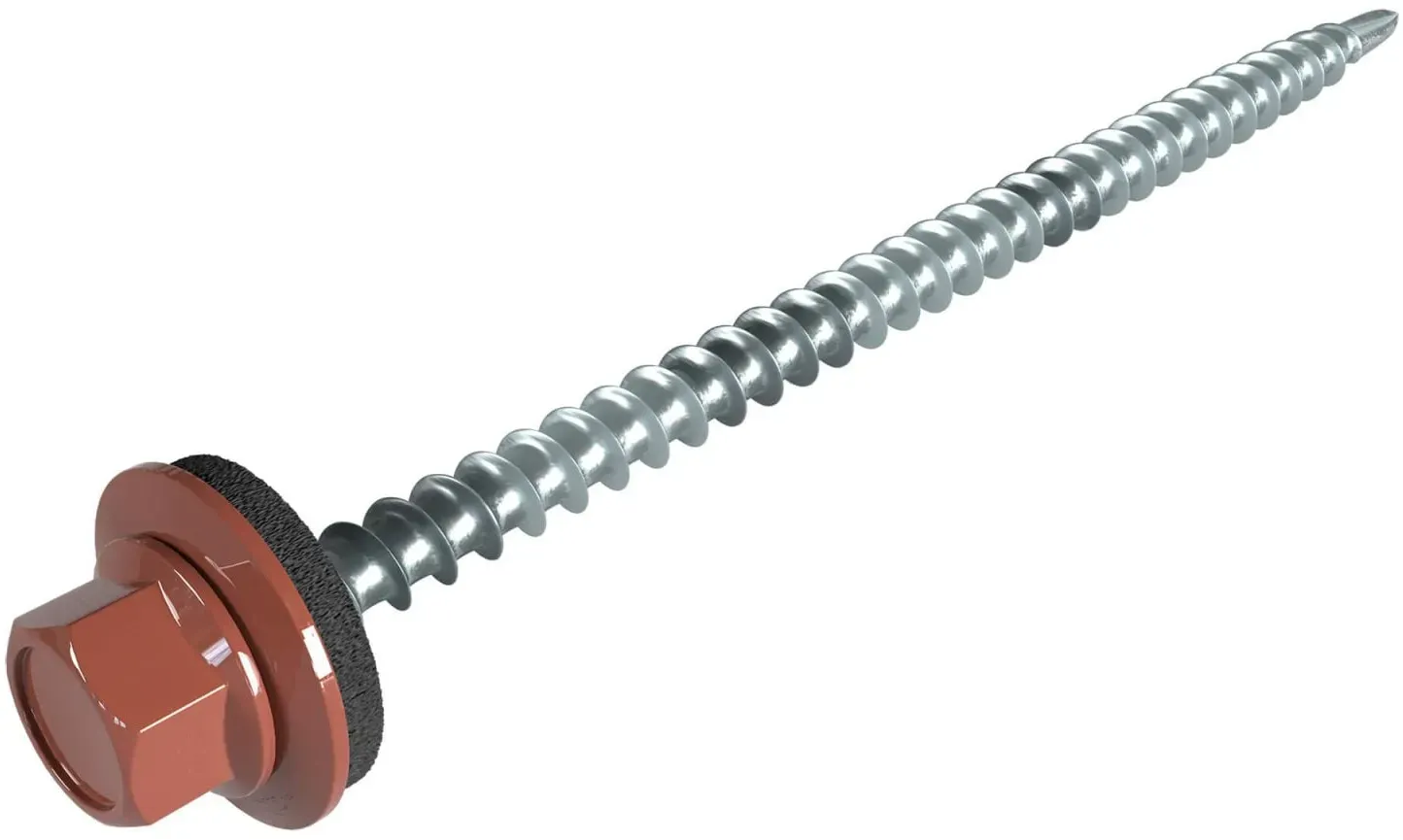 Verzinkte Schrauben | Für Montage Hochsicke auf Holzkonstruktion | 4,8 x 80 mm E14 | Rotbraun
