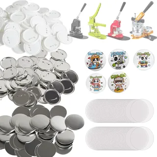 Vevor Buttonmaschine Knopfmachermaschine Zubehör Badge Punch Press 75 mm, DIY Badge Press Machine Ersatzteile 200 Stk. Abzeichenpressmaschine, Metall + Kunststoff / 100 + 100 Stk. Abzeichen