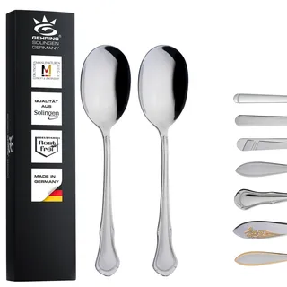 Gehring Solingen Chippendale Vorlegelöffel 2er Set I Edelstahl Besteck I Servierlöffel für Gemüse, Beilagen und Salate I spülmaschinengeeignet I Made in Germany
