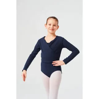 tanzmuster Sweatjacke Ballett Wickelacke Mandy aus weicher Baumwolle Ballettjacke für Mädchen blau 164/170