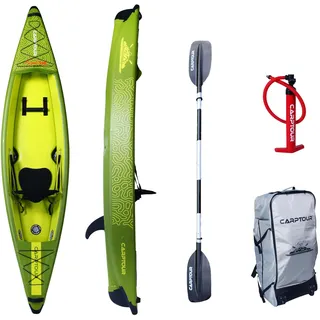 CARPTOUR Kajak Aufblasbar | Drop Stitch Kajak mit Paddel und Sitz | Kayak inkl. Luftpumpe | Aufblasbares Kajak mit praktischer Tragetasche | Paddelboot, kayak01