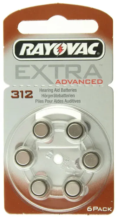 Hörgerät-Batterie R312AE Rayovac EXTRA ADVANCED, 6 Stück, R312, PR41, 312HPX, AC312, PR-312PA