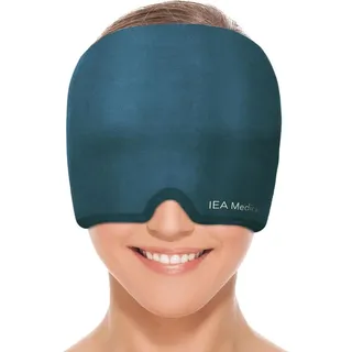 iea medical Migränemaske bei akuten Kopfschmerzen & Migräne, Kopfschmerztherapie, Migränekopfschmerz 1 St Maske blau, Kühlmaske, Wärmemaske, Schlafmaske kühlend, Migräne Mütze, Mask