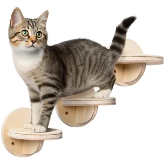 Katzen Kletterwand 3-Teilig - Katzentreppe für die Wand mit Sisal-Matten