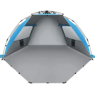 Oileus X-Large 4 Personen Strandzelt Sonnenschutz,Tragbares Sonnenschutz Instant Zelt für Strand mit Tragetasche, Heringen, 6 Sandtaschen, Anti-UV für Angeln, Wandern, Camping, Winddicht, Blau