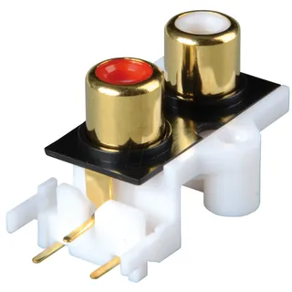 CBP 2 - Cinch-Einbaubuchse, Farbcodierung rot / weiss, vergoldet