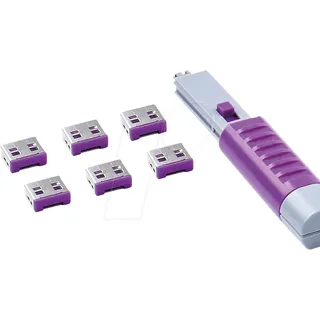 SK UL03PKPL - Port Schloss, USB Typ A, 6 Stück, mit Schlüssel, lila