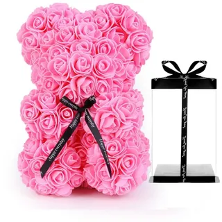 Rosen-bär Rose Flower Bär, Rosenblumenbär mit Geschenkbox, Romantisch Rosen Teddybär, Rose Bear, Geschenk für Muttertag, Valentinstag, Hochzeiten, Geburtstag, Freundin, Braut (Rosa)