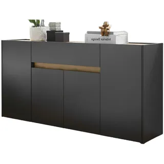 furn.design Sideboard grau Eiche Wotan, Holzwerkstoff, Nachbildung,Eiche, Holz Optik, Uni, 3 Fächer, 1 Schubladen, 170x87x40 cm, Wohnzimmer, Kommoden & Sideboards, Sideboards