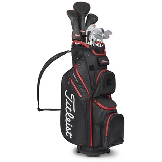 Titleist Cart 14 StaDry Golftasche, Schwarz/Schwarz/Rot