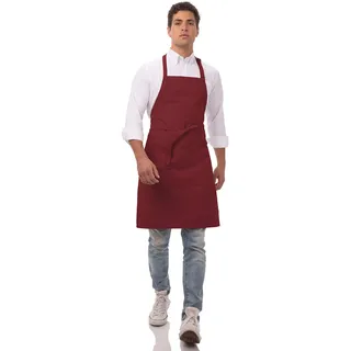 Colour by Chef Works B194 Verstellbare Latzschürze, Rot (Merlot)