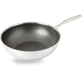 hensslers Wok, Edelstahl, (1 tlg.), 3-Schicht Materia, Wabenstruktur und Antihaftbeschichtung, Induktion