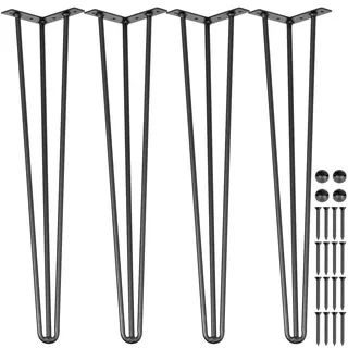 Vevor Tischbeine Tischgestell Metall 71,1 cm Kohlenstoffstahl mit 4 Gummibodenfüßen Tischbeine Metall Schwarz 4 Stück verstellbar