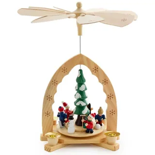 Brubaker 1-stöckige Weihnachtspyramide aus Holz 30 cm - Weihnachtsbaum mit Winter Szene