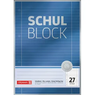 Brunnen Schulblock A4, Lineatur 27, 50 Blatt, blau