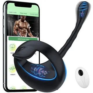 PINTLE Elektrische Penis Trainer Vibrator Mastrubrator Prostata Massagegerät für Männer mit 9 Vibrationsmodi Analplug Masturbatoren SM Penisring Vibrator App Remote Cockring Vibrat Sexspielzeug