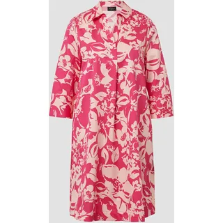 S.Oliver BLACK LABEL Kurzes Popeline-Kleid mit Print und Knopfleiste, Damen, Rosa, 40