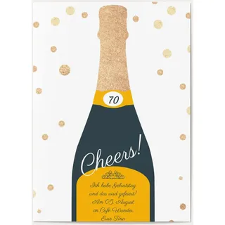 Einladungen zum 70. Geburtstag Weiß online gestalten und bestellen - Champagnerflasche | Wunderkarten.de
