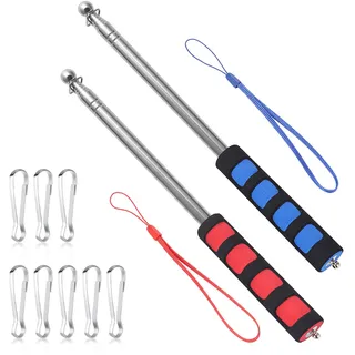 2 Stück Teleskopschlagstock Fahnenmast Fahnenmast 2m Stabil Schlagstock Teleskop Fahnenstange Teleskop Schlagstock Flaggenmast Teleskopstange 2m für Reisen, Outdoor-Aktivitäten, Unterricht, Training