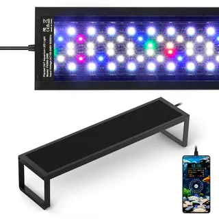 fishkeeper 6-Row WRGB LED Aquarium Beleuchtung, 24/7 Modu mit 1-Tasten-Sync & Speicherfunktion, Aquarium Lampe mit DIY Timer (1-Min) & 1%-Dimmung & 9 Farben, Vollspektrum Aquarium Licht Programmierbar