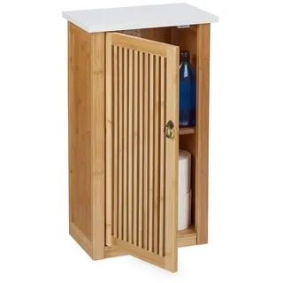 Relaxdays Badezimmerschrank Bambus hängend Weiß,Hellbraun