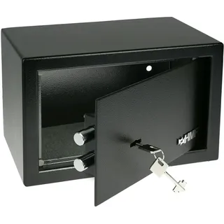 HMF 49200-02 Safe Tresor mit Schlüssel, Möbeltresor | 31 x 20 x 20 cm | Schwarz