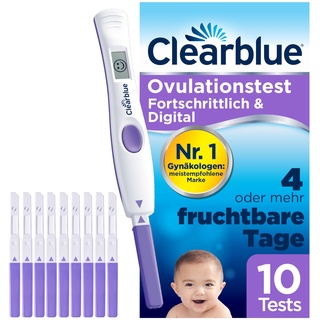 Clearblue Fruchtbarkeits-Ovulationstest-Set, 10 Tests + 1 digitaler Testhalter, Fruchtbarkeitstest für Frauen/Ovulation, fortgeschritten und digital (testet 2 Hormone), schneller schwanger werden