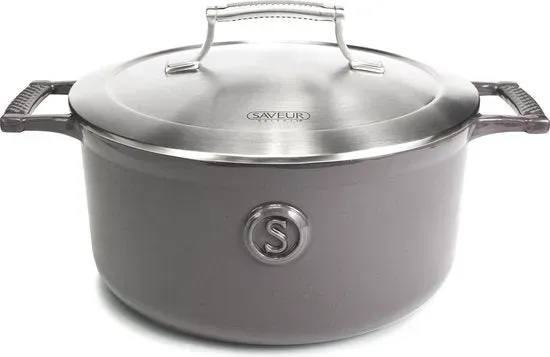 Saveur Selects - Voyage Ovale Kasserolle - Ø25 cm - Gusseisen - PFAS-frei - Induktion - Grau