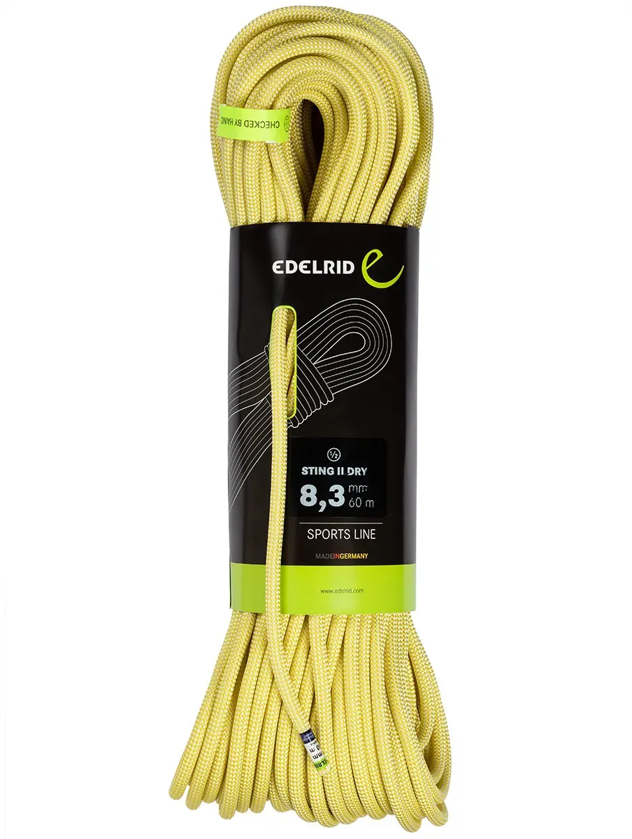 Edelrid Bergzeit 8,3 Sting II Dry Halbseil (Größe 50M, gelb)
