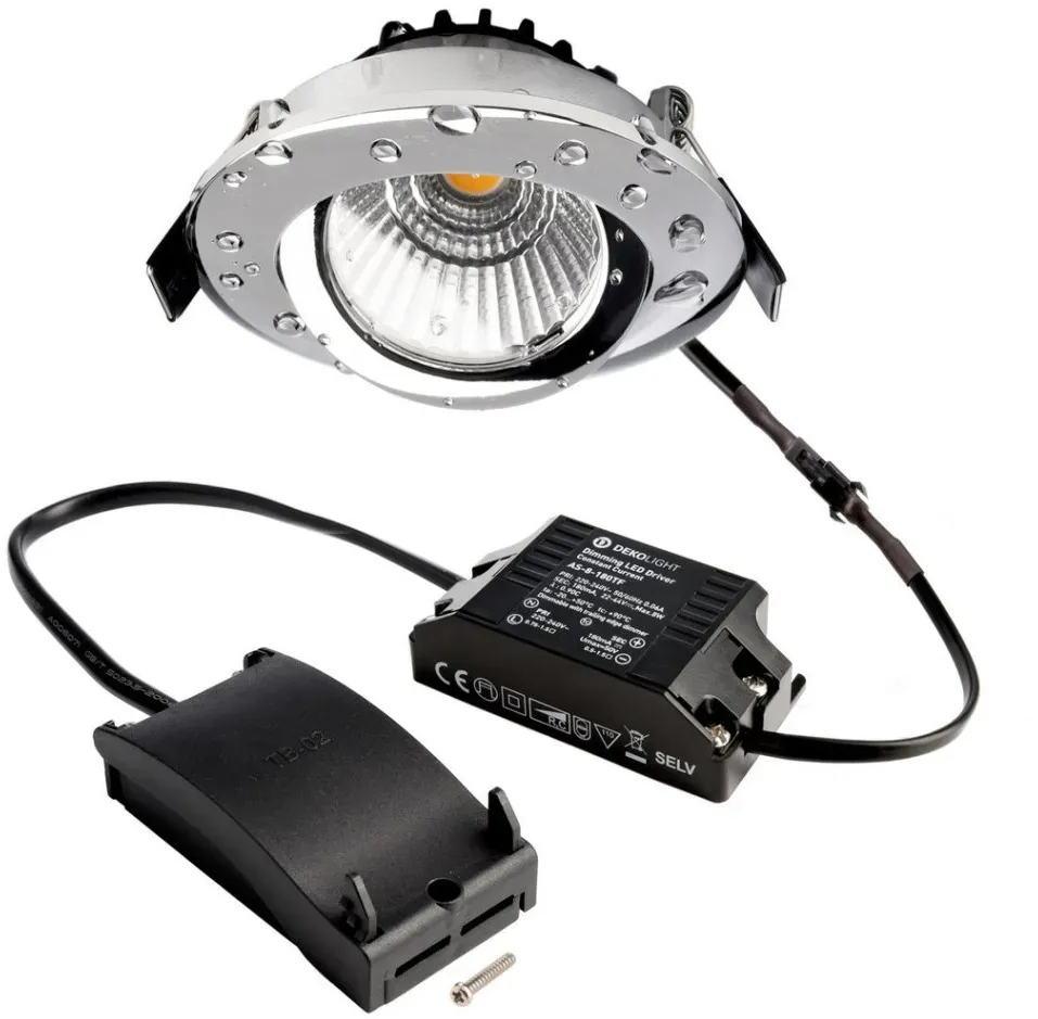 Deko-Light LED Deckeneinbauleuchte Dione IP44 8,5W 750lm dimmbar 2700K Chrom