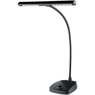 K&M 12298 LED-Pianoleuchte Schwarz – 30 cm Lampenschirm – 12 dimmbare LEDs - mit Schwanenhals, 2500 Lux Helligkeit