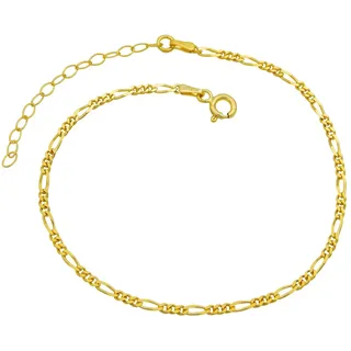Kauf-mich-weg by Bella T Fußkette Figarokette Fußkette 925 Sterling Silber vergoldet 2,3mm breit, Länge variabel 20 - 25cm