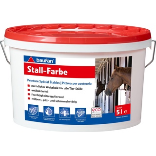 Baufan Stallfarbe 5 L, Beschichtung für alle Tierställe Pferdestall Hühnerstall Taubenstall Geflügelstall für ca. 30 Quadratmeter