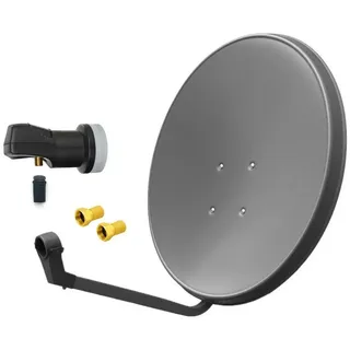 Arli 60 cm HD Sat Anlage Digital Single LNB + 2 F-Stecker 1 Teilnehmer Antenne Set UHD 4K FullHD