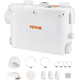 Vevor Hebeanlage 500W Fäkalienhebeanlage 8m Förderhöhe Abwasserpumpe 6600L/h Haushaltspumpe 2900U/min Schmutzwasserpumpe Eingebautes Rückschlagventil Wartungfrei WC Dusche Waschbecken